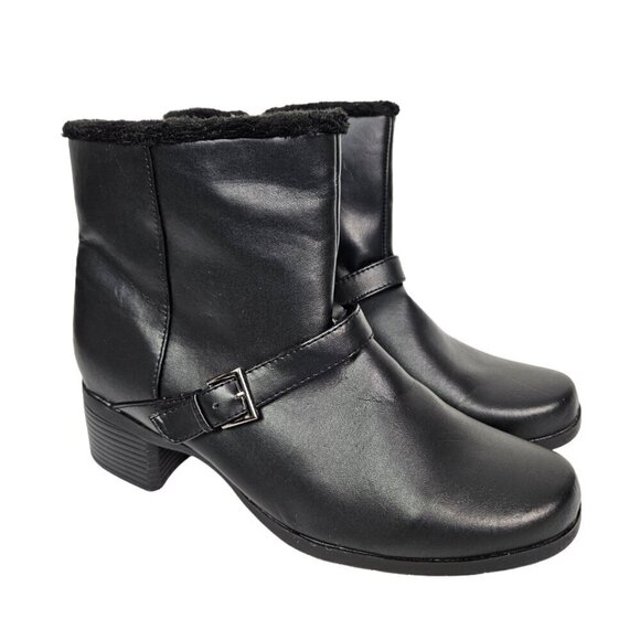 Khombu Shoes - Khombu Madison Black Faux Leather/Fur Lined Winter Heel Boot 9.5